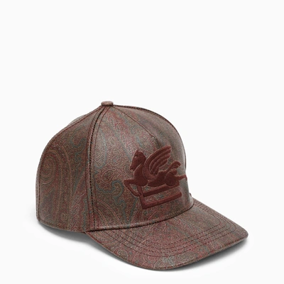 Etro Paisley Hat In Coated Canvas Men In Brown