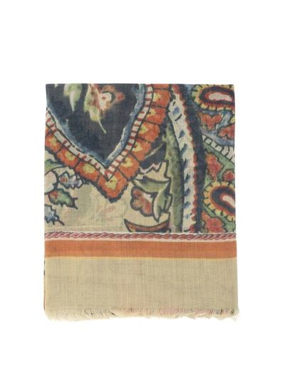 Etro Luxurious Paisley Cashmere Scarf For Women In Beige