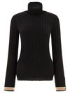 Etro Turtleneck Ribbed Wool Sweater In Black