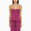 Federica Tosi Peony Wool Blend Top With Fitted Bodice In Pink