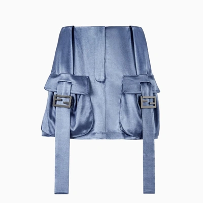 Fendi Cargo Pockets Satin Mini Skirt In Blue
