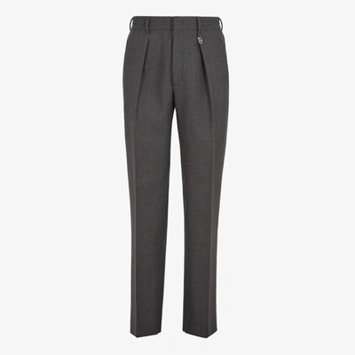 Fendi Elasticated-waistband Wool Tailored Trousers In Grey