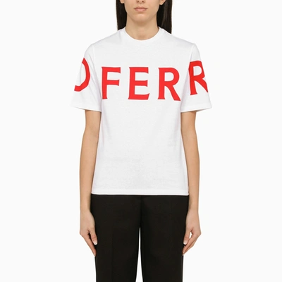 Ferragamo Logo Cotton Jersey Short Sleeve T-shirt In White,red