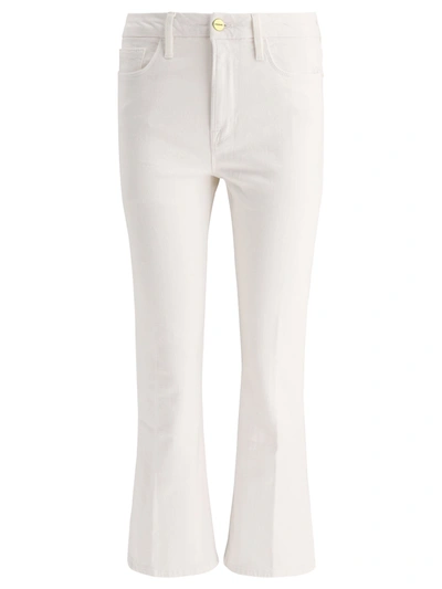 Frame Le Crop Mini Boot Jeans In White