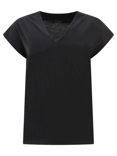 Frame Le Mid Rise V T Shirt In Black