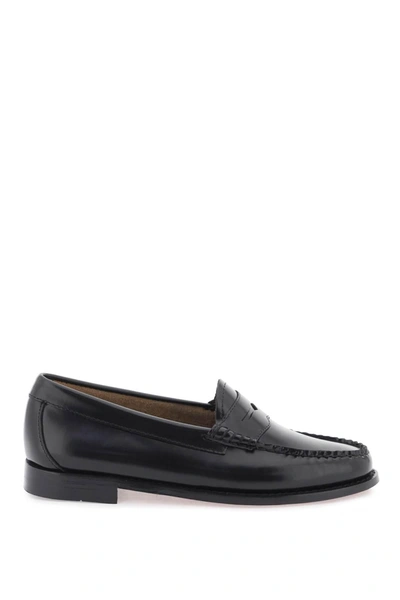 Gh Bass Moccasin Oxford Shoes Glossy Finish Stitched Detailing In Black