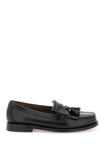 G.h. Bass Esther Kiltie Weejuns Loafers In Brushed Leather In Black