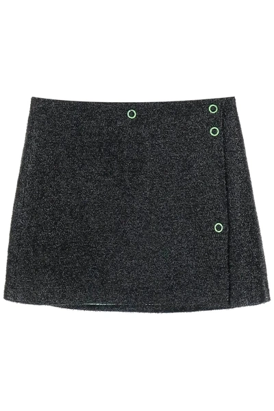 GANNI GANNI MINI LAMÉ TWEED WRAP SKIRT