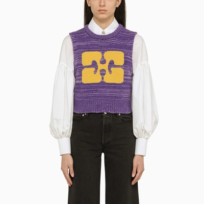 Ganni Knitted Waistcoat In Purple