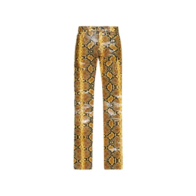Gcds Animal Print Faux Leather Pant In Yellow