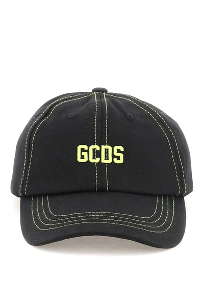 Gcds Baseball Cap With Fluo Logo In Black,fluo