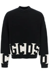 Gcds Wool Blend Knit Logo Jumper In Black,white