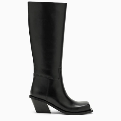 Gia Borghini Blondine Leather Square-toe Boots In Black