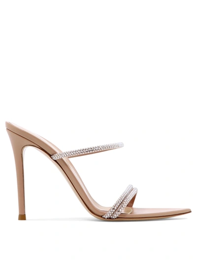 Gianvito Rossi Heeled Sandals Embellished With Rhinestone In Pink