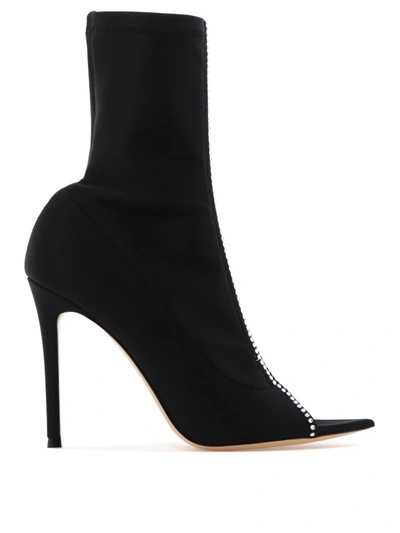 Gianvito Rossi Crystal Hiroko Ankle Boots In Black