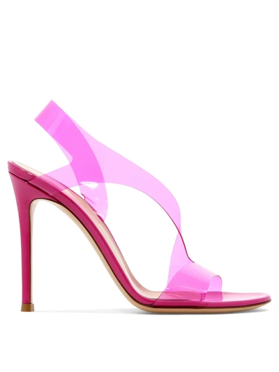 Gianvito Rossi 105mm Metropolis Plexi Slingback Sandals In Fucsia