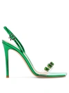 Gianvito Rossi Ribbon Candy Crystal-embellished Pvc Sandals In Green