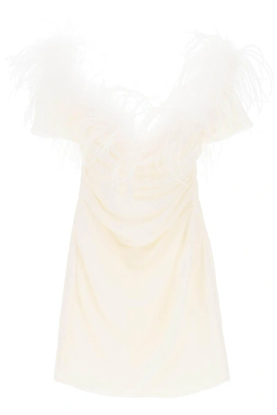 Giuseppe Di Morabito Mini Dress In Poly Georgette With Feathers In White