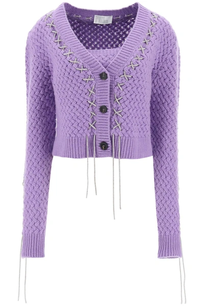 Giuseppe Di Morabito Twin Set With Rhinestone-studded Tubular In Purple