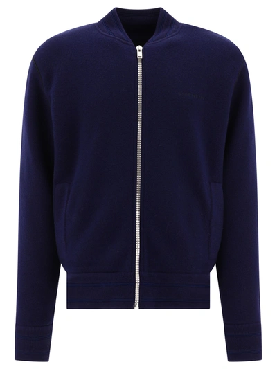 Givenchy Wool Bomber Jacket With Back 4g Logo In Blue