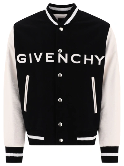 Givenchy Logo Wool-blend Varsity Jacket In Black