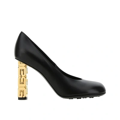 Givenchy Logo Heel Leather Pumps In Black