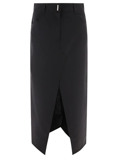 Givenchy Black Slit-detail Denim Maxi Skirt In Default Title