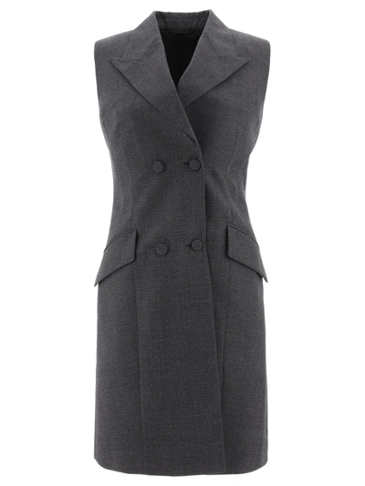 Givenchy Woman Short Dress Steel Grey Size 8 Wool