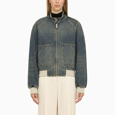 Golden Goose Deluxe Brand Denim Zipped Bomber Jacket In Blue