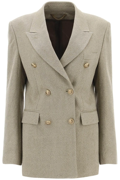 Golden Goose Diva Double-breasted Blazer With Heraldic Buttons In Beige