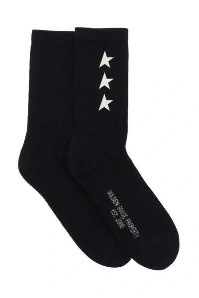 Golden Goose Deluxe Brand Star Print Crew Socks In Black