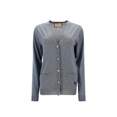 Gucci Knit Wool Cardigan In Gray