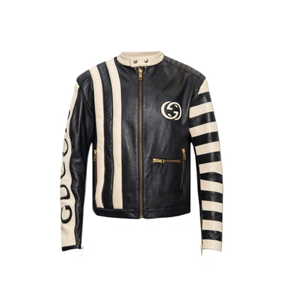 Gucci Leather Zipped Jacket In Multi