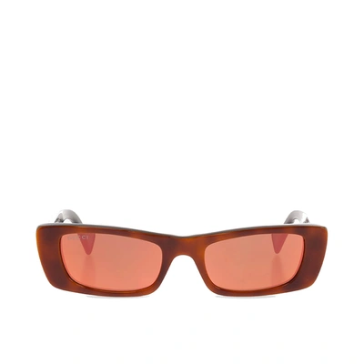 Gucci Logo Rectangular Sunglasses In Brown