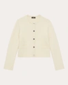 Theory Short Cashmere And Wool Knit Jacket In White