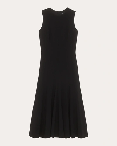 Theory Sleeveless Fit-and-flare Dress In Admiral Crepe In Black