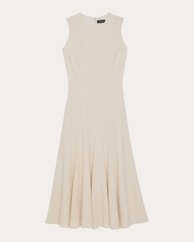 Theory Sleeveless Fit-and-flare Dress In Admiral Crepe In Pumice