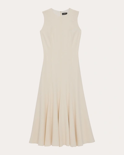 Theory Sleeveless Fit-and-flare Dress In Admiral Crepe In Neutrals