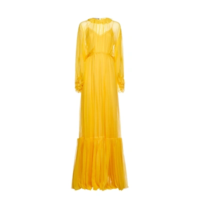 Gucci Silk Long Dress In Yellow