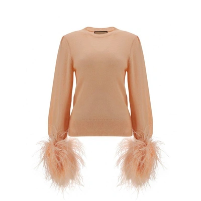 Gucci Feather-trimmed Wool Sweater In Orange