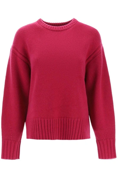 Guest In Residence Crew Neck Sweater In Cashmere In Fuchsia
