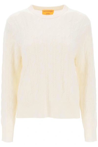 Guest In Residence Twin Cable Cashmere Sweater In White