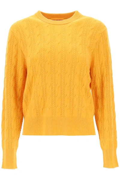 Guest In Residence Cashmere Cable-knit Crewneck Jumper In Yellow