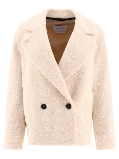 Harris Wharf London Bouclè Coat In Beige