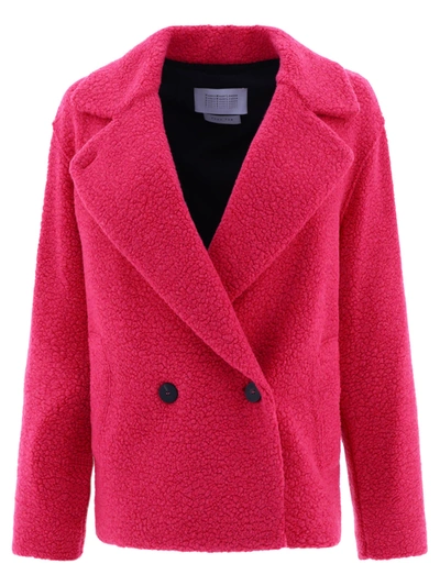 Harris Wharf London Textured Fabric Double-breasted Coat With Notched Lapels In Pink