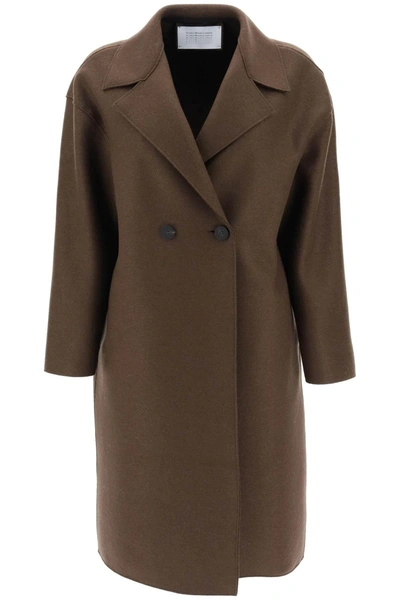 Harris Wharf London Cocoon Coat In Pressed Wool In Brown