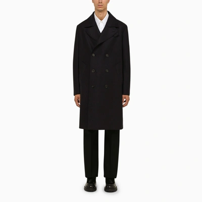 HARRIS WHARF LONDON HARRIS WHARF LONDON DOUBLE BREASTED NAVY WOOL COAT