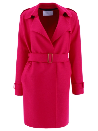 Harris Wharf London "golden Buckle" Coat In Fuchsia