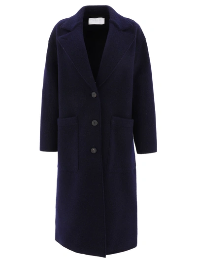 Harris Wharf London "greatcoat" Coat In Blue