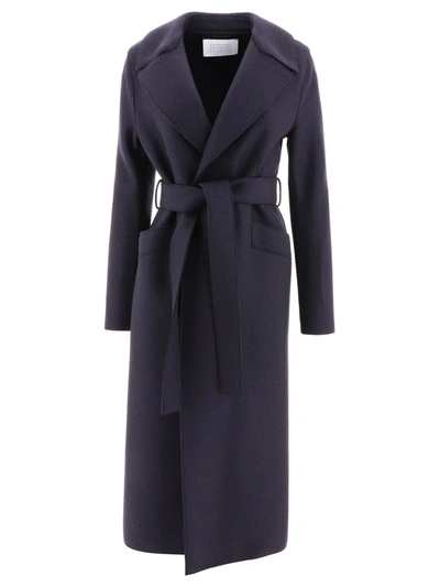 Harris Wharf London Maxi Coat In Blue